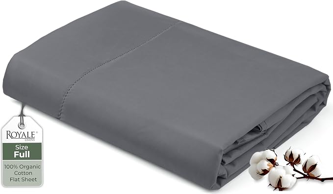 Royale Linens 100% Organic Cotton Full Flat Sheet Only by ROYALELINENS