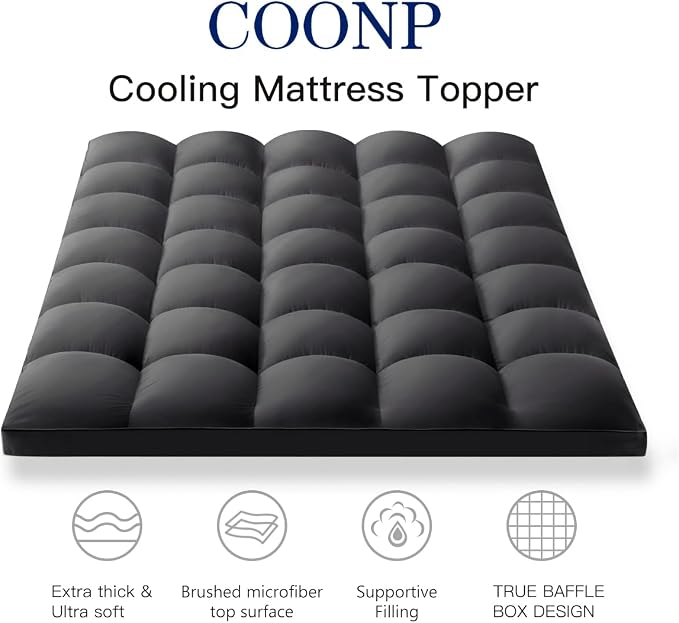 COONP Queen Mattress Topper, Extra Thick Pillowtop, Cooling Plush Mattress Pad - Image 2