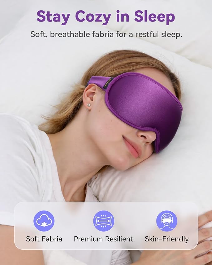 Weighted Blackout Sleep Mask for Women, 3D Contoured Zero Eye Pressure - Image 7