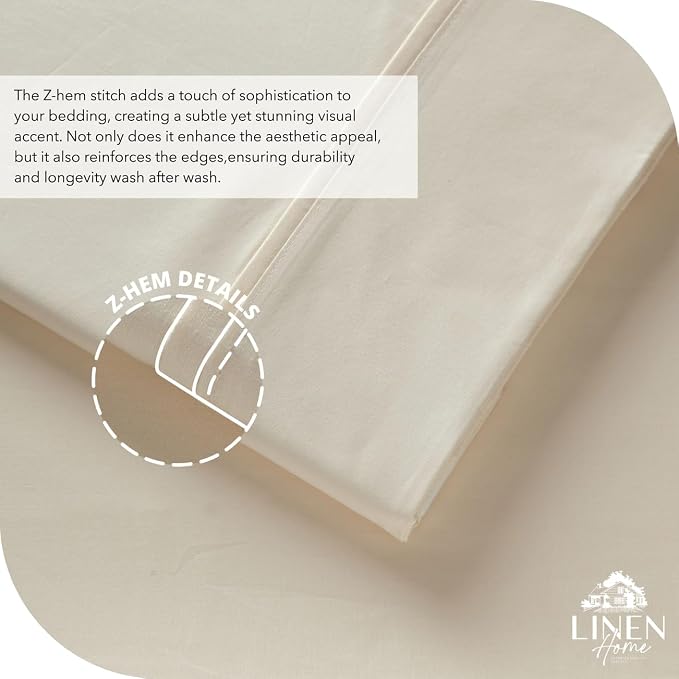 Linen Home 100% Cotton Percale Sheet Set, Full Size, Deep Pocket, 6 Pieces Set - Image 3