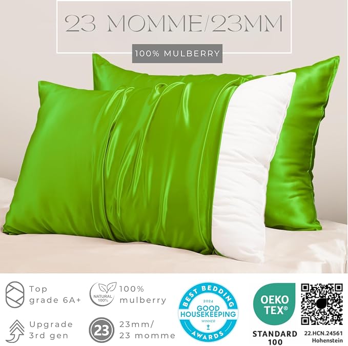 PROMEED 23 Momme Silk Pillowcases 2pcs Set Queen, Mulberry Silk Pillow Case Set - Image 2