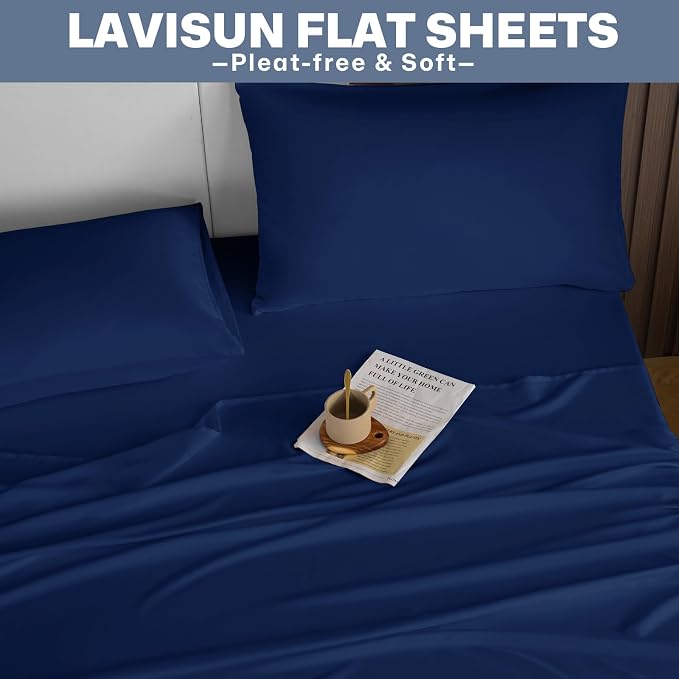 Lavisun Full Flat Sheets only, 6 Pack Bulk Top Sheets - Image 8