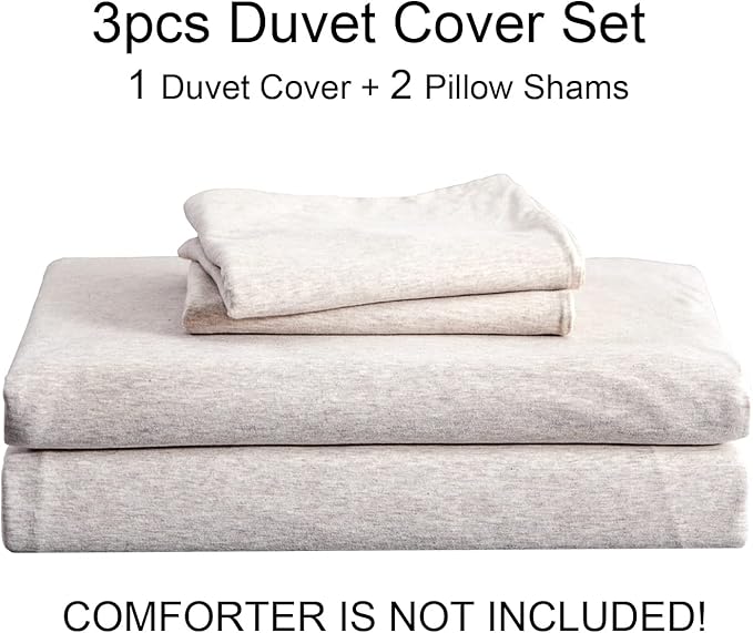 PURE ERA Jersey Knit Duvet Cover Set 100% T-Shirt Cotton Super Soft Comfy 3pc - Image 7