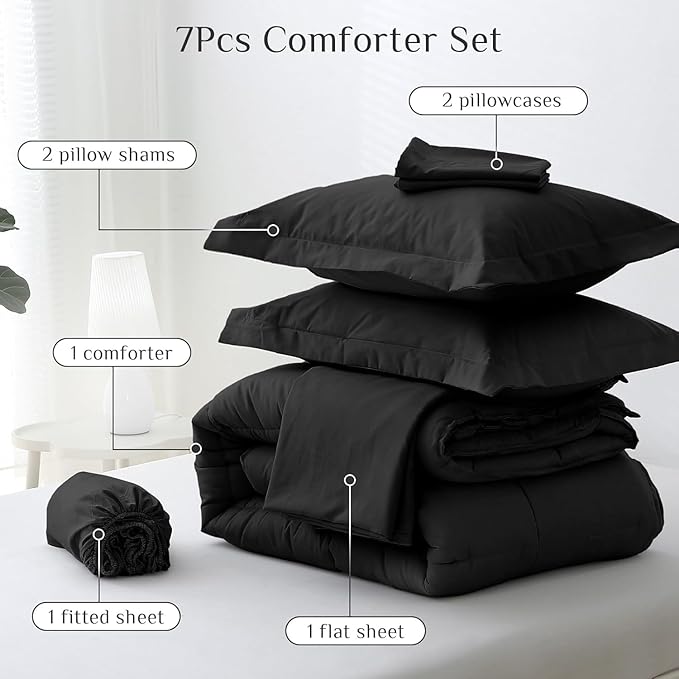 JOLLYVOGUE Queen Comforter Set, Ultra-Soft Bed in a Bag Queen Size 7 Pieces - Image 5