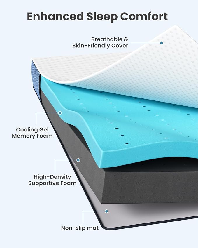 PERLECARE 3 Inch Firm Mattress Topper Twin XL, Cooling Gel-Infused & Bamboo - Image 2