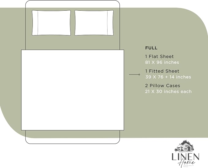 Linen Home 100% Cotton Percale Sheets Full Size, Deep Pocket, 4 Pieces Set - Image 6