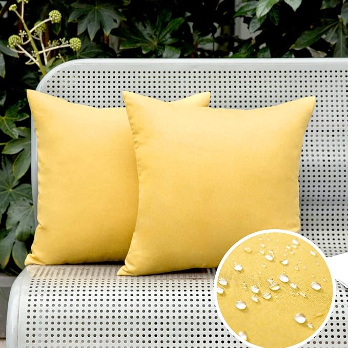 MIULEE Pack of 2 Decorative Outdoor Solid Waterproof Throw Pillow Covers Faux - Image 7