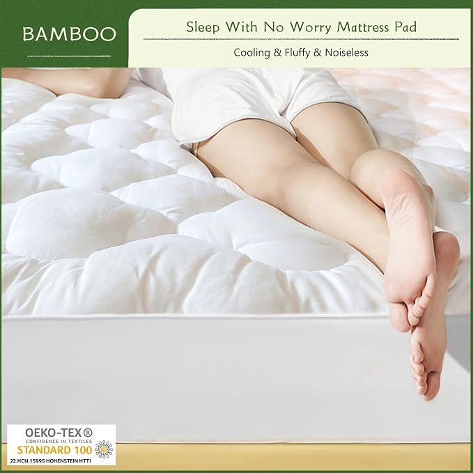 GRT Mattress Pad Cover Rayon from Bamboo Full Size, Extra Thick Quilted Fitted - Image 5