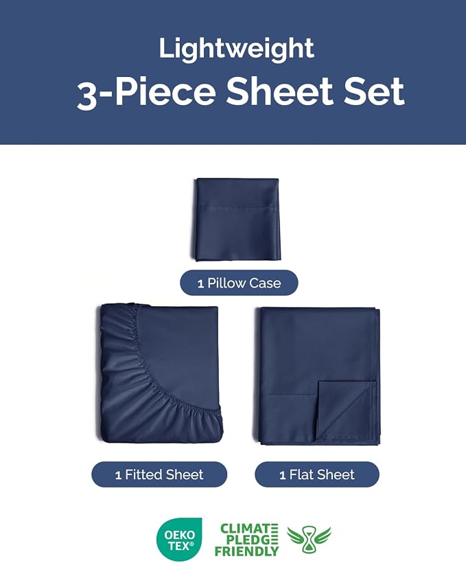 Lightweight 3 Piece Bed Sheet Set Twin XL Size - Image 2