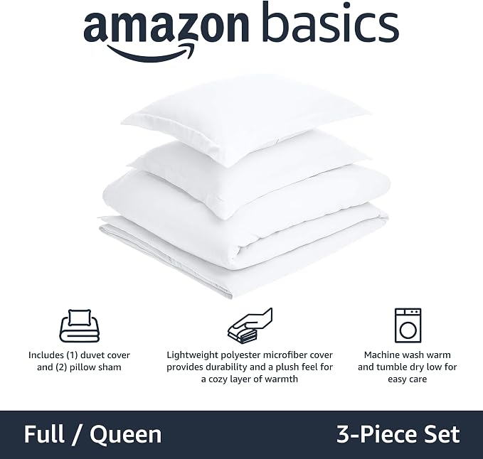 Amazon Basics Lightweight Wrinkle-Resistant Microfiber 3 Piece Duvet Cover Set - Image 2