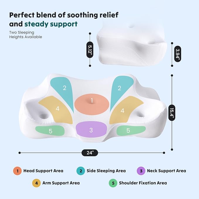 DUMOS Cervical Neck Pillow for Sleeping, Cooling Ergonomic Memory Foam Pillow - Image 8