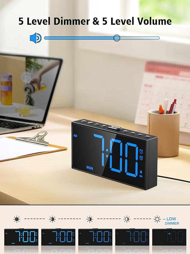 Vibrating Alarm Clock for Heavy Sleepers – Loud Bed Shaker, Dual Alarms - Image 4