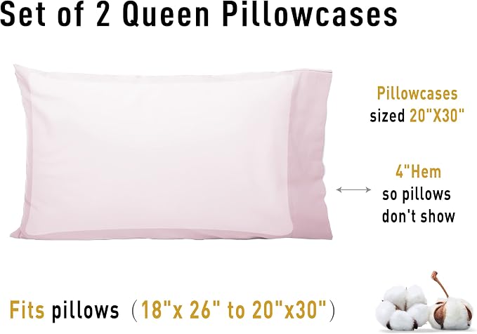 Sunflower Queen Pillowcases Set of 2, 100% Cotton Queen Pillow Cases 2 - Image 8