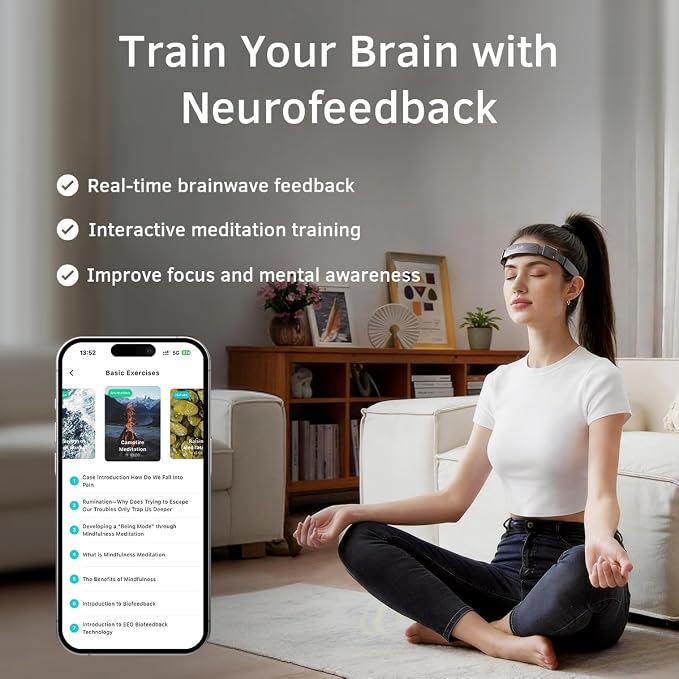 EEG Neurofeedback Headband for Meditation & Brainwave Monitoring, Real-Time - Image 3