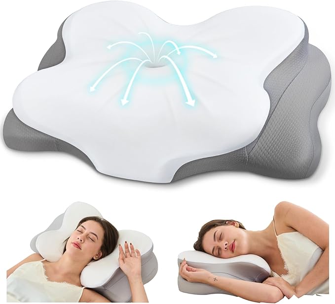 Cervical Neck Pillow, Ergonomic Memory Foam Pillows by FyovaHome