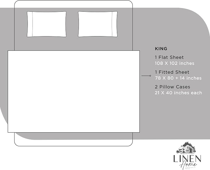 Linen Home 100% Cotton Percale Sheets King Size, Snow White, Deep Pocket - Image 6
