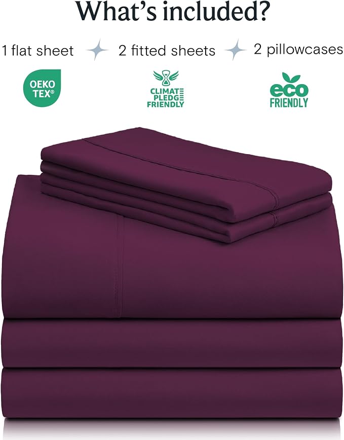 LuxClub 5 PC Split King Sheet Set, Breathable Luxury Bed Sheets, Deep Pockets - Image 2