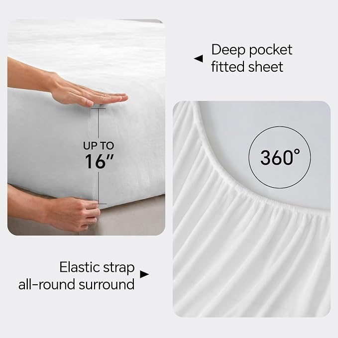 BEDELITE Flannel Sheets Full Size Bright White - Image 4