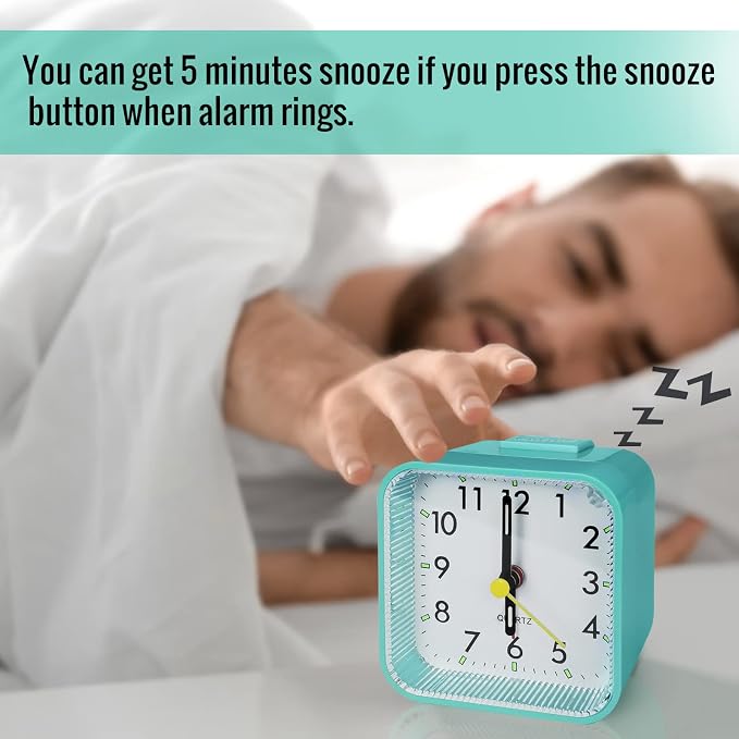 Lamisola Small Battery Operated Analog Alarm Clock, Travel Clock, Quieter - Image 4