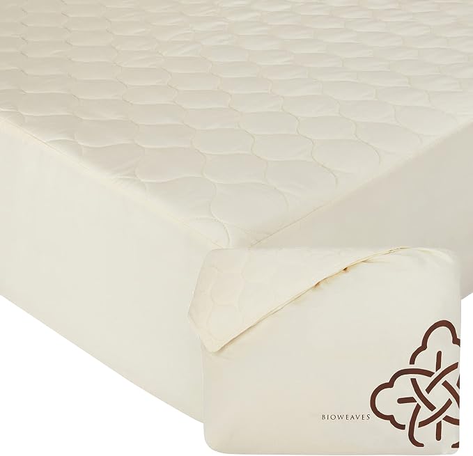 Bioweaves 100% Organic Cotton Mattress Pad Cover, GOTS Certified Cooling by BIOWEAVES
