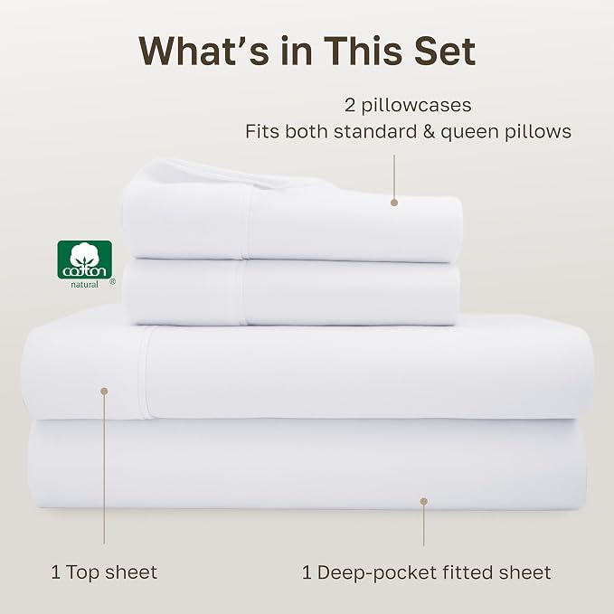 California Design Den Soft 100% Cotton Queen Sheet Set, 400 Thread Count Good - Image 4