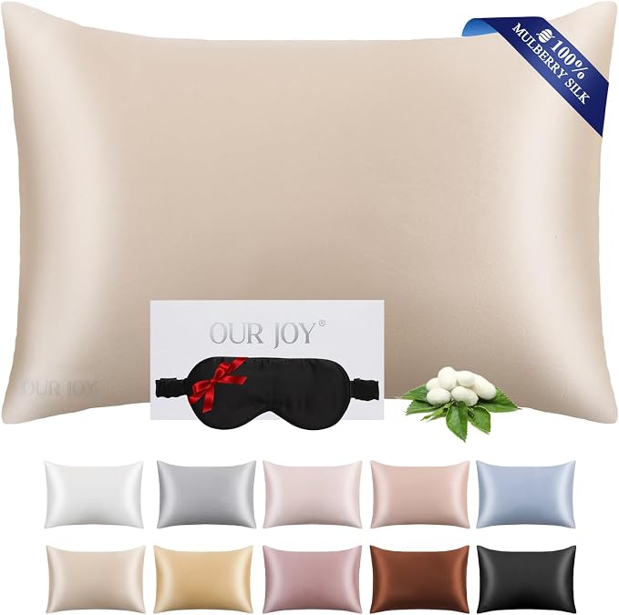 100% Mulberry Silk Pillowcase 22 Momme by OURJOY