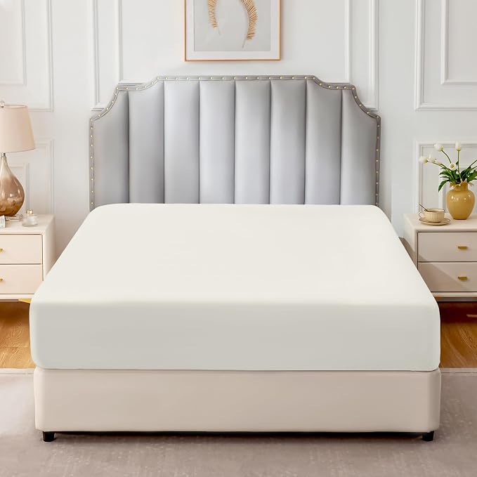 FreshCulture Pure Cotton Fitted Sheets Twin XL Size, 300 Thread Count Percale - Image 2
