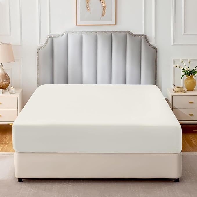 FreshCulture Pure Cotton Fitted Sheets Queen Size, 300 Thread Count Percale - Image 2