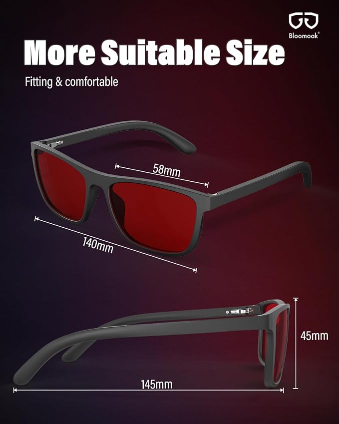 Bloomoak 100% Red Lens Blue Green Light Blocking Glasses- Dual AR Coatings - Image 9