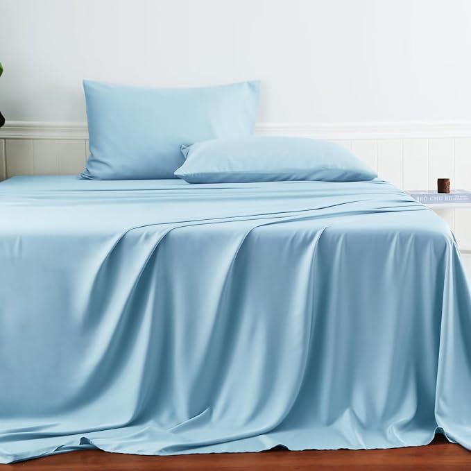Bamboo Viscose Flat Sheets Only, 400 Thread Count Sateen Weave TwinXL Size Flat - Image 2