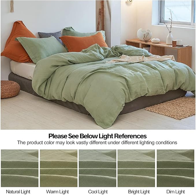 Simple&Opulence 100% Linen Duvet Cover Set 3pcs Basic Style Natural French - Image 6