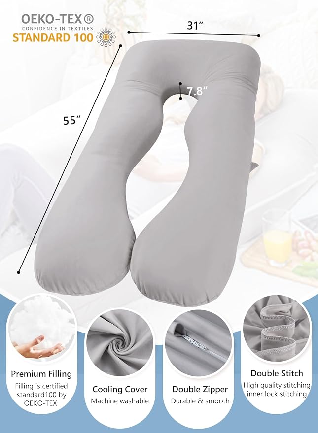 Meiz Pregnancy Pillow, Cooling Silky Pregnancy Pillows - Image 6
