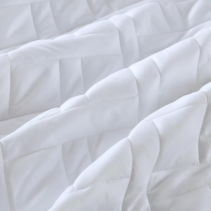 HORIMOTE HOME Quilt Set Twin Size White, Classic Geometric Diamond Stitched - Image 3