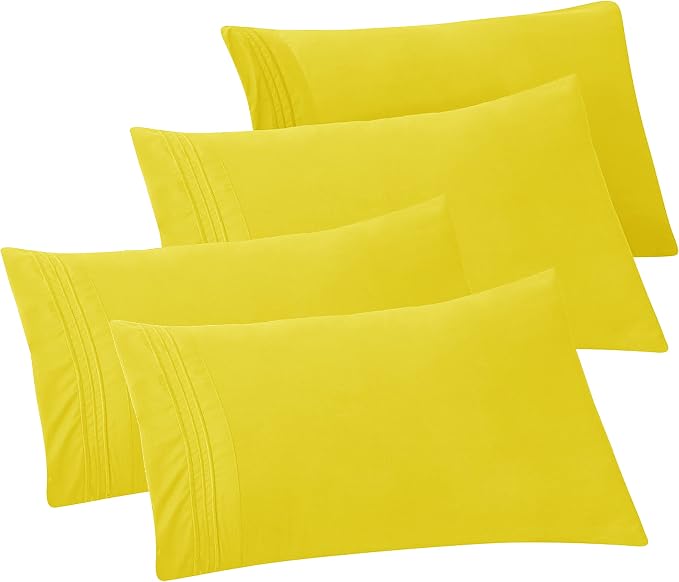 Elegant Comfort 4-PACK Solid Pillowcases 1500 Premium Hotel Quality Microfiber by ELEGANTCOMFORT