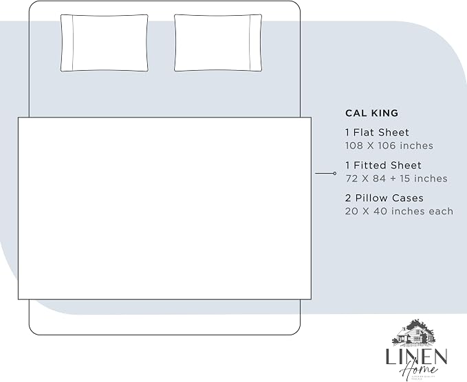 Linen Home 100% Cotton Percale Sheets California King Size, Deep Pocket - Image 6
