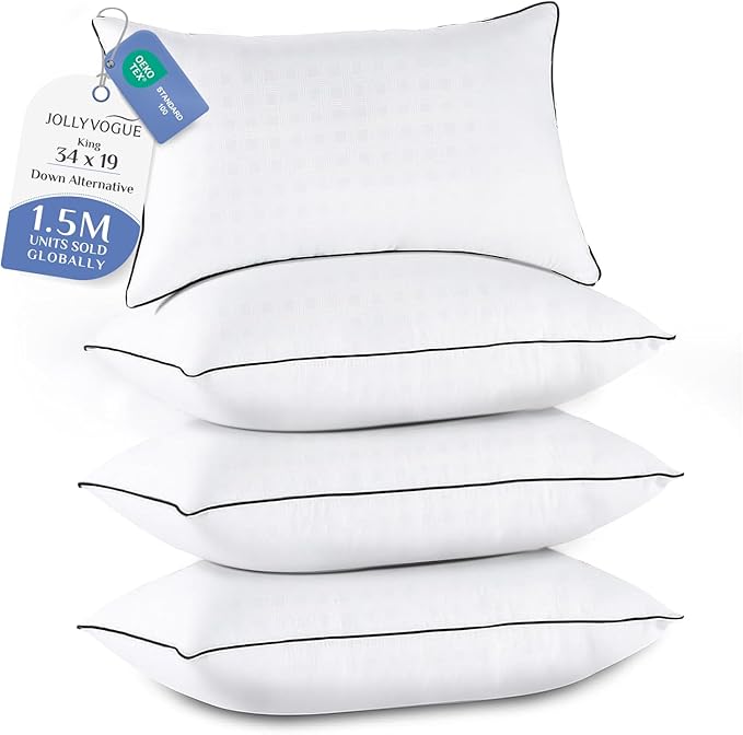 JOLLYVOGUE King Size Pillows Set of 4, Collection Bed Pillows by JOLLYVOGUE