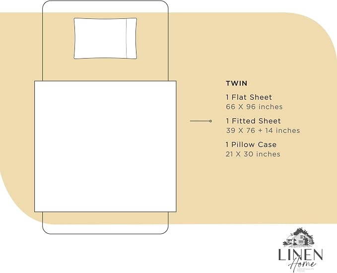 Linen Home 100% Cotton Percale Sheets Twin Size, Deep Pocket, 3 Pieces Set - Image 6