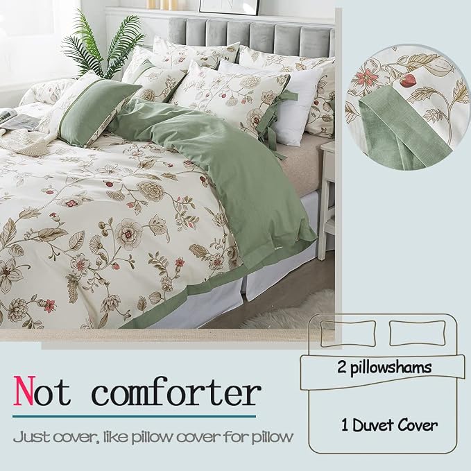 FADFAY Twin XL Duvet Cover Set Floral Bedding Set 100% Cotton College Bedding - Image 4