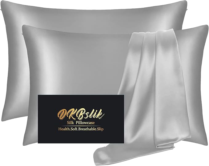 Silk Pillow Cases 2 Pack, Mulberry Silk Pillowcases Standard Set of 2, Anti Acne by HOME