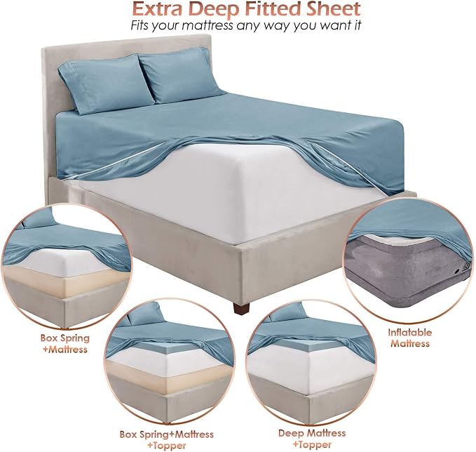 Hearth & Harbor Bed Sheets, Luxury Soft 6 Piece Bed Sheet Set Extra Deep Pocket - Image 3