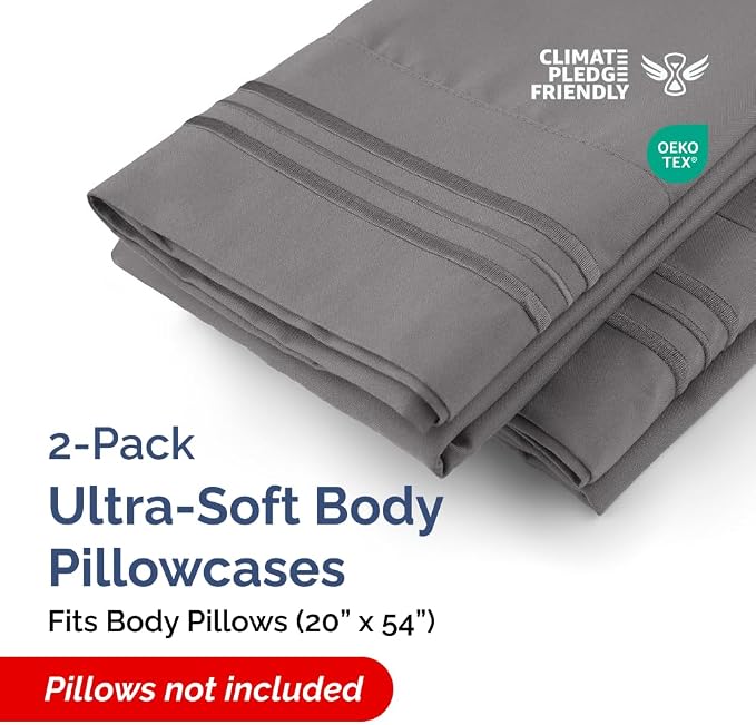 Body Pillowcases Set of 2-20x54 Long Body Pillow Case - Image 2