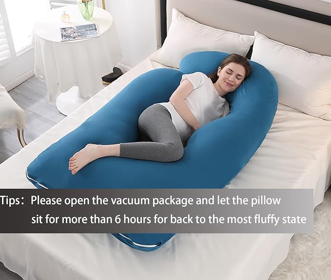 Jcickt Pregnancy Pillow J-Shaped Full Body Pillow, 59 inch - Image 4
