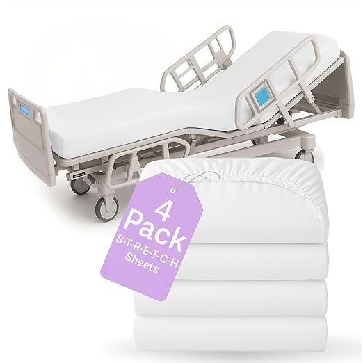 BLISSFORD - 4 Pack Fitted Hospital Bed Sheets by BLISSFORD