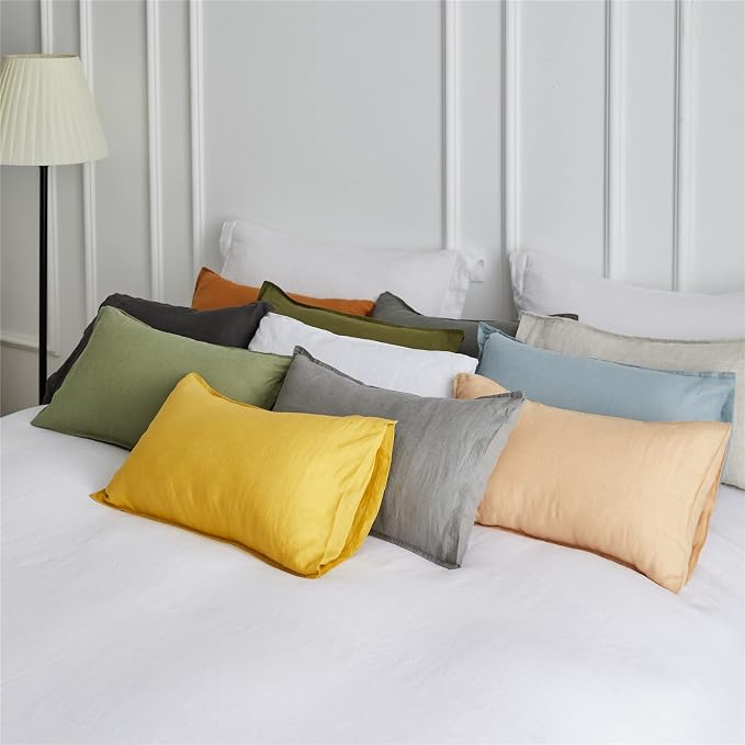 Simple&Opulence 100% Linen Lumbar Pillow Cover 12 x 20 Inches Set of 2 - Image 6