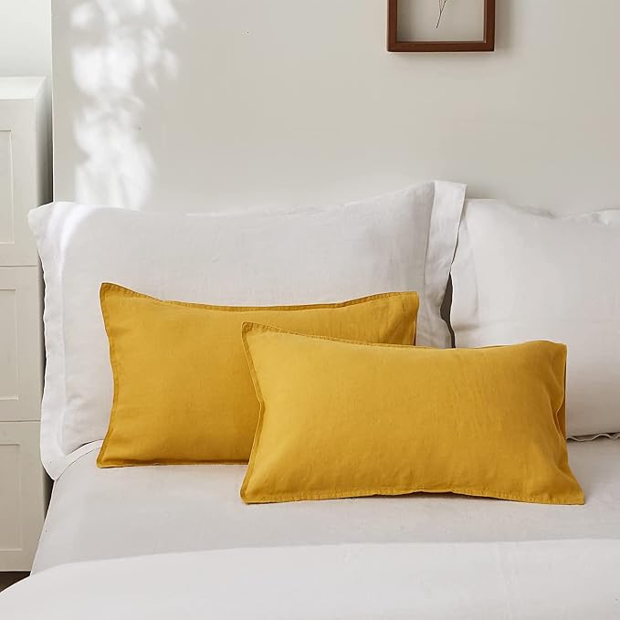Simple&Opulence 100% Linen Lumbar Pillow Cover 12 x 20 Inches Set of 2 - Image 5