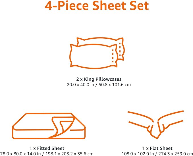 Amazon Basics Lightweight Breathable Super Soft Microfiber 4-Piece Bed Sheet Set - Image 6