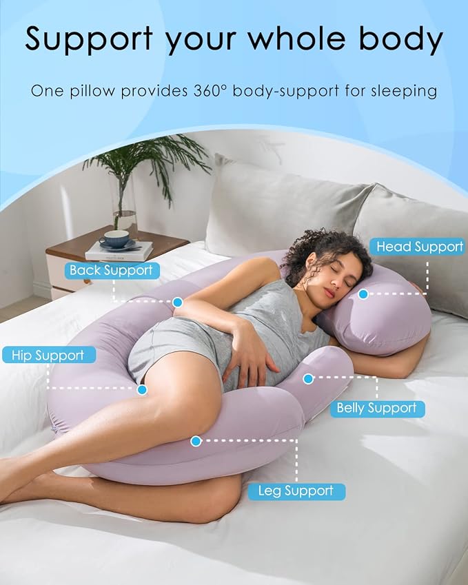 QUEEN ROSE Cooling Pregnancy Pillows, E Shaped Full Body Pillow - Image 2