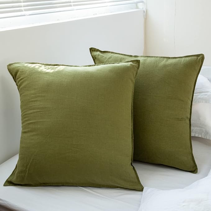 Simple&Opulence 100% Washed Linen Euro Shams 26'' x 26'' Pack of 2, Basic Style by SimpleOpulence