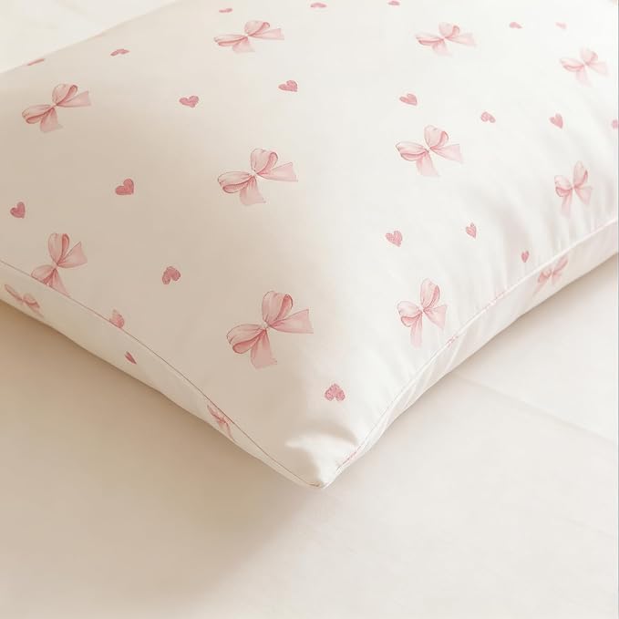 Nayoroom Pink Bow Duvet Cover Full Size Coquette Pink Heart Duvet Cover 3 - Image 5