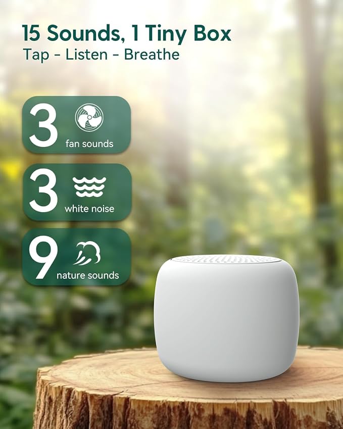 Babelio Portable White Noise Machine + Travel Case in Grey, - Image 3